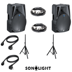 Pack sono 400w sonolight marseille paire d'enceintes amplifiées