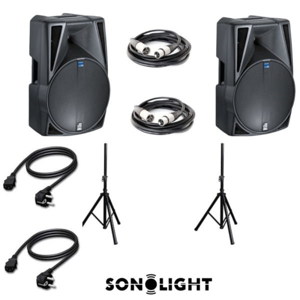 Pack sono 400w sonolight marseille paire d'enceintes amplifiées