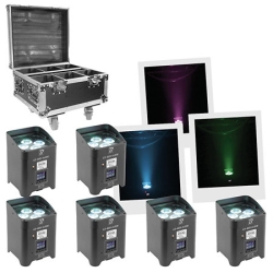 Location sonolight pj leds sur batterie 6 projecteurs avec flight case
