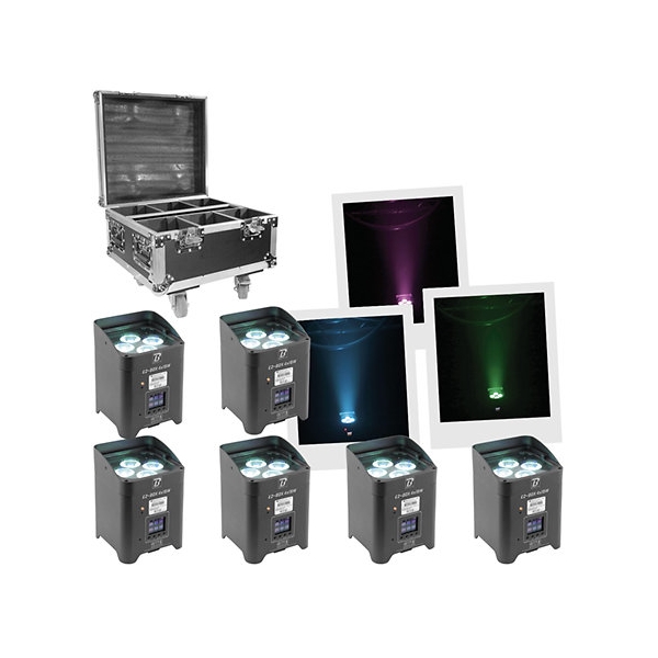 Location sonolight pj leds sur batterie 6 projecteurs avec flight case