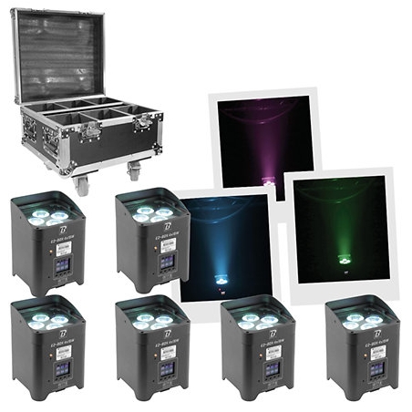 Location sonolight pj leds sur batterie 6 projecteurs avec flight case